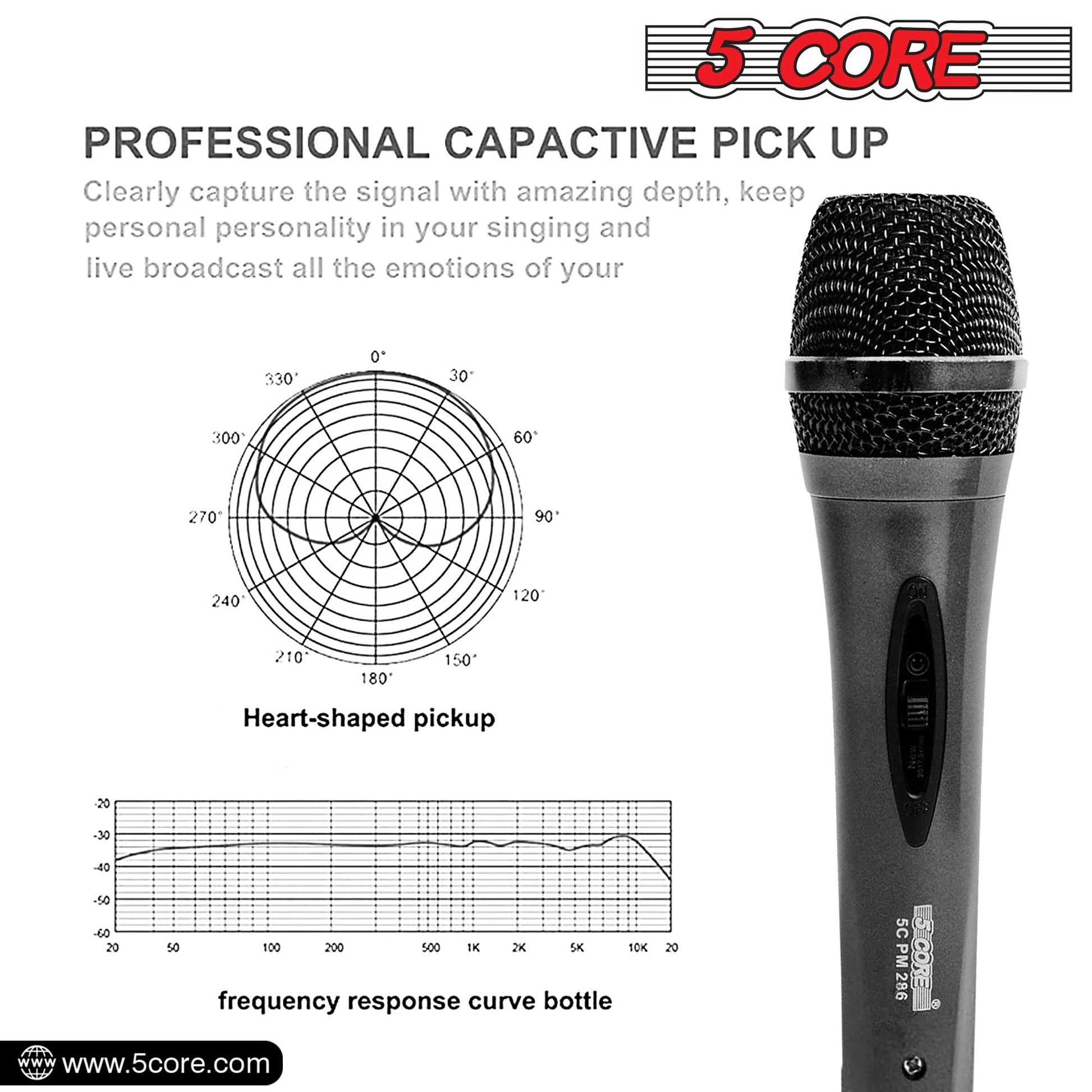 4 Pieces Microphone Pro Microfono Dynamic Mic XLR Audio Cardiod Vocal Karaoke 5Core - PM 286 4PCS-5