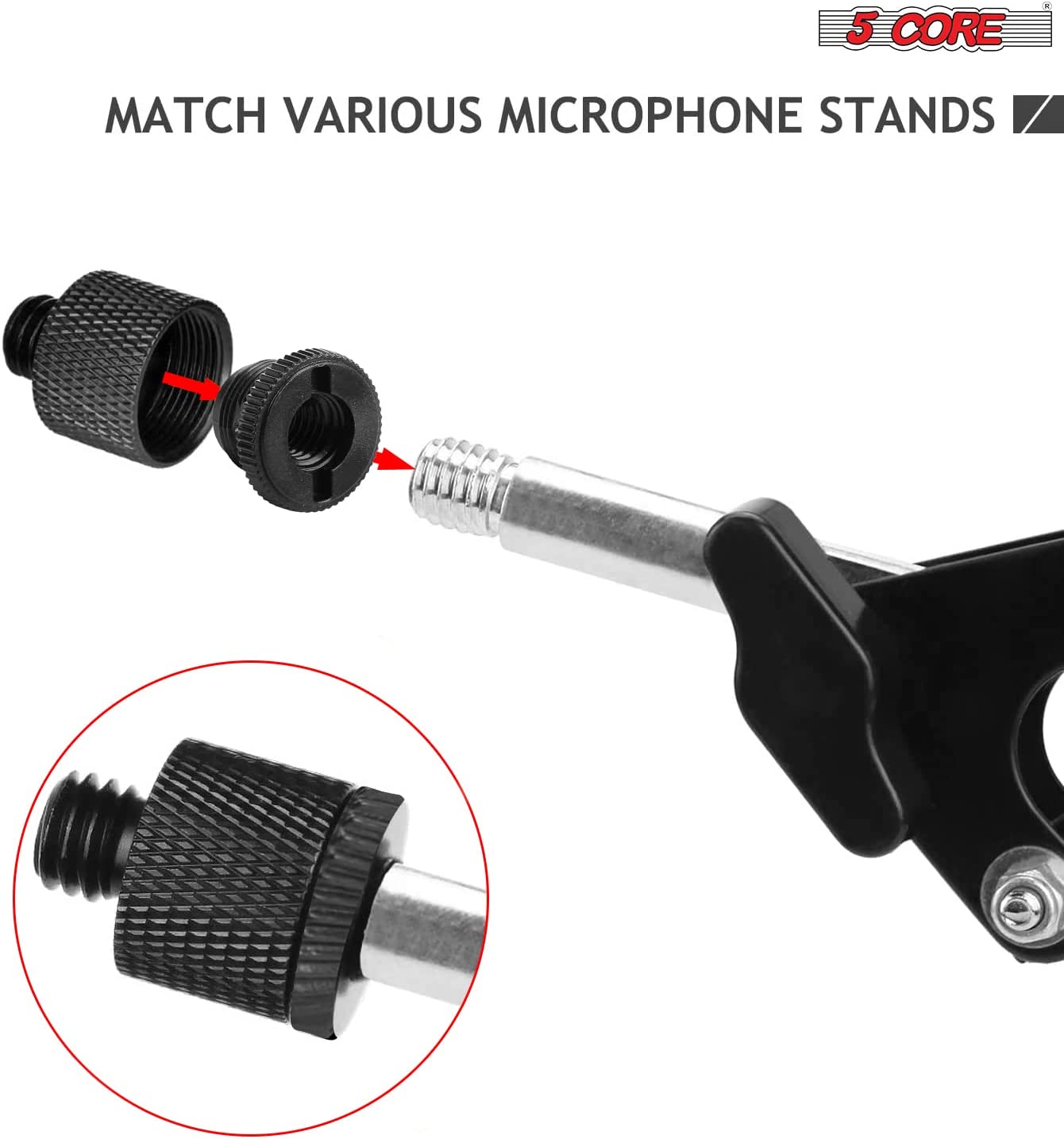 5 Core Mic Stand Adapter 4 Pieces Black 3/8 Female to 5/8 Male Plastic Mic Screw Adapter Microphone Tripod Stand Screw - MS ADP P BLK 4PCS-3