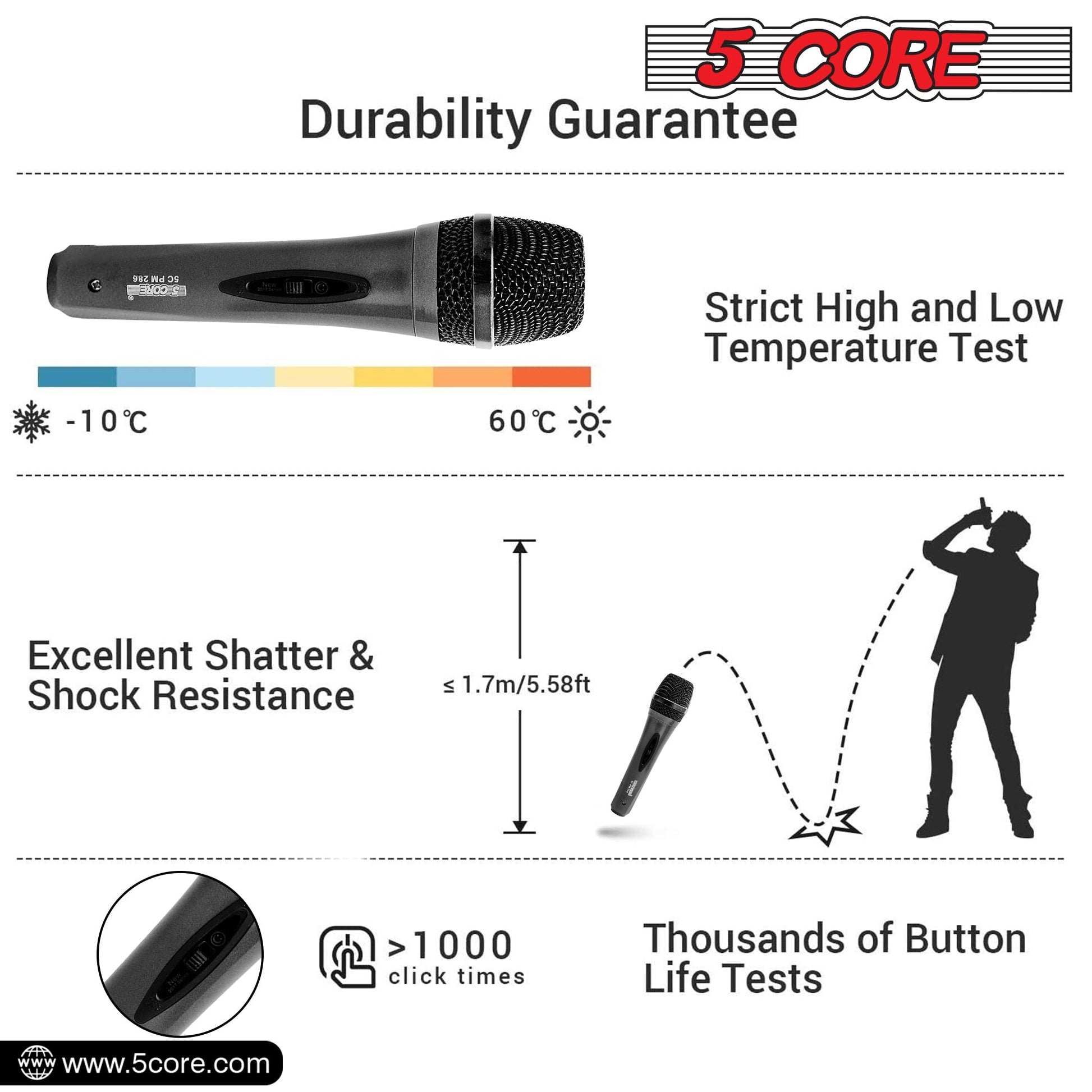 3 Pieces Microphone Pro Microfono Dynamic Mic XLR Audio Cardiod Vocal Karaoke 5Core - PM 286 3Pcs-6