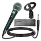 5 Core Microphone 2 Pieces Green Karaoke XLR Wired Professional Studio Mic w ON/OFF Switch Integrated Pop Filter Dynamic Cardioid Unidirectional Handheld Micrófono for Singing DJ Speeches Includes Cable Mic Holder Bag - BETA 2PCS-1