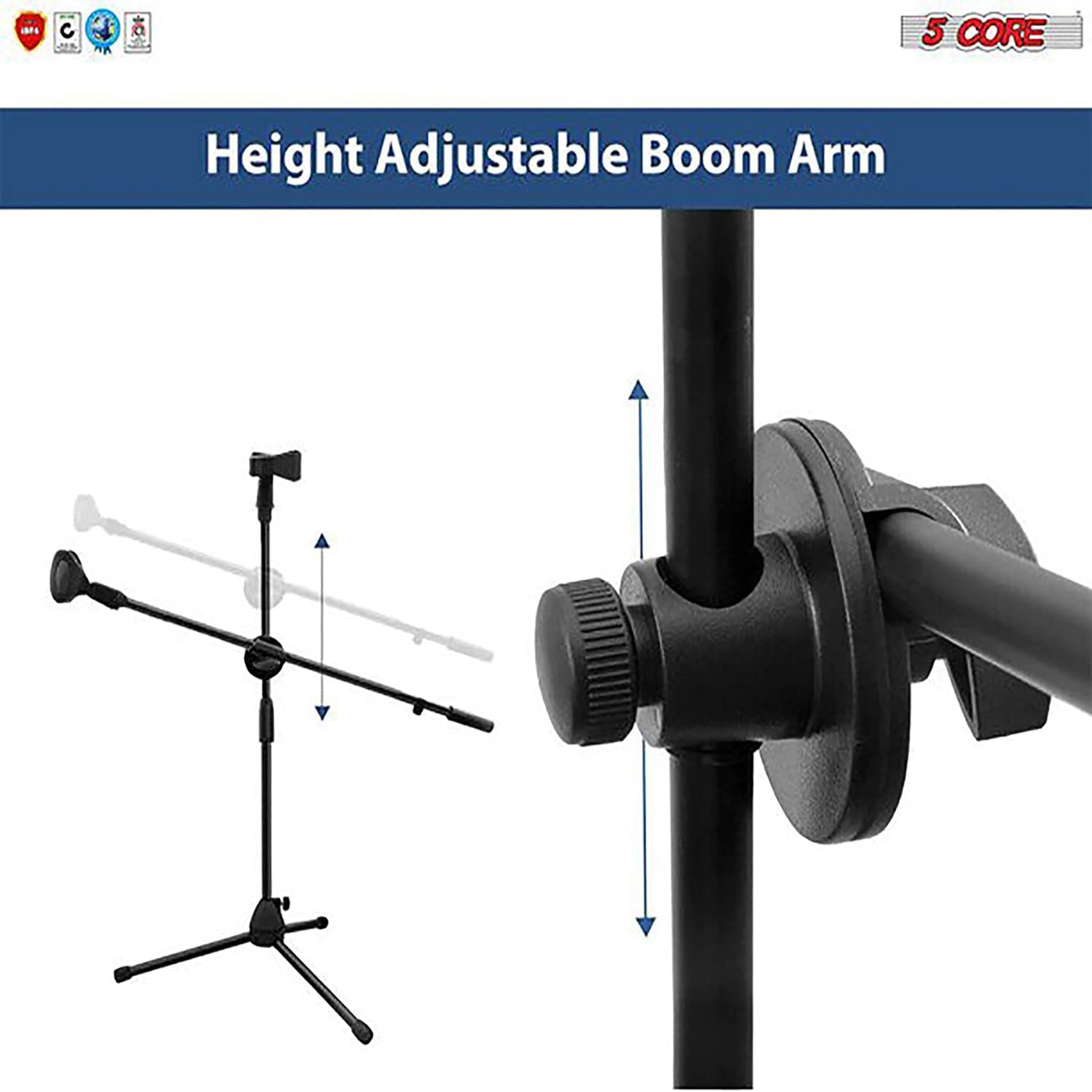 Dynamic Duet Combo: 5 Core Dual Microphone Stand + Premium Vocal Dynamic Mic for Unforgettable Performances MS DBL S+ND58 +ND57-10