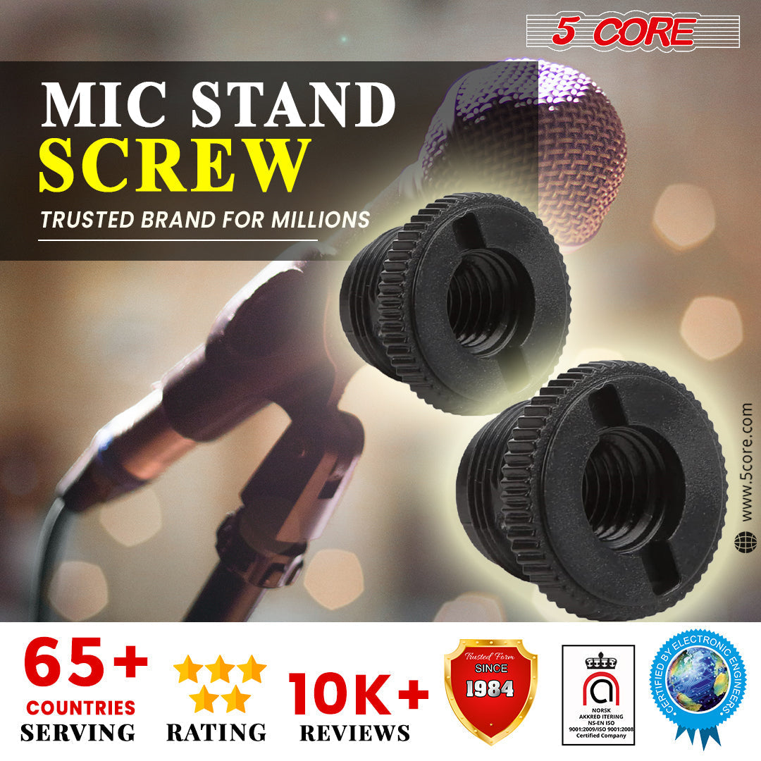 5 Core Mic Stand Adapter 4 Pieces Black 3/8 Female to 5/8 Male Plastic Mic Screw Adapter Microphone Tripod Stand Screw - MS ADP P BLK 4PCS-19