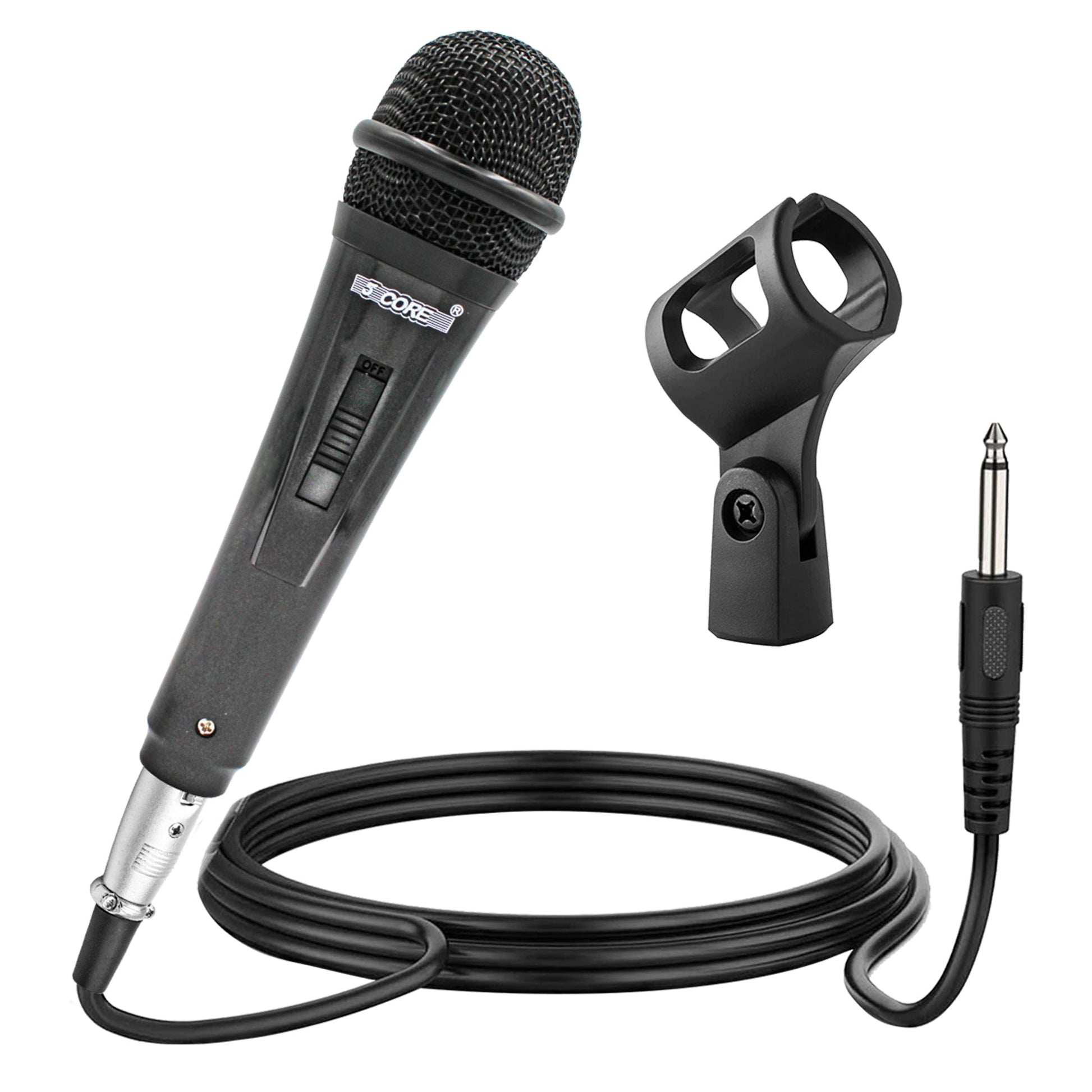 5 Core Microphone 2 Pieces Professional Black Dynamic Karaoke XLR Wired Mic w ON/OFF Switch Integrated Pop Filter Cardioid Unidirectional Pickup Handheld Micrófono for Singing DJ Podcast Speeches Includes Cable Mic Holder - PM 816 2PCS-2