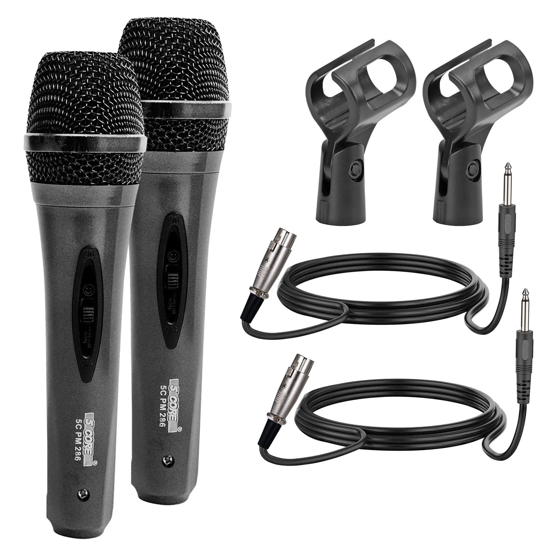 2 Pieces Microphone Pro Microfono Dynamic Mic XLR Audio Cardiod Vocal Karaoke 5Core - PM 286 2PCS-0