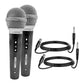 5 Core Microphone 2 Pieces Black Karaoke XLR Wired Mic Professional Studio Microfonos w ON/OFF Switch Integrated Pop Filter Dynamic Moving Coil Cardioid Unidirectional Pickup Handheld Micrófono for Singing DJ Podcast Speeches Includes Cable - PM-0