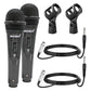 5 Core Microphone 2 Pieces Professional Black Dynamic Karaoke XLR Wired Mic w ON/OFF Switch Integrated Pop Filter Cardioid Unidirectional Pickup Handheld Micrófono for Singing DJ Podcast Speeches Includes Cable Mic Holder - PM 816 2PCS-0