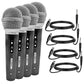 5 Core Microphone 4 Pieces Black Karaoke XLR Wired Mic Professional Studio Microfonos w ON/OFF Switch Integrated Pop Filter Dynamic Moving Coil Cardioid Unidirectional Pickup Handheld Micrófono for Singing DJ Podcast Speeches Includes Cable - PM-0