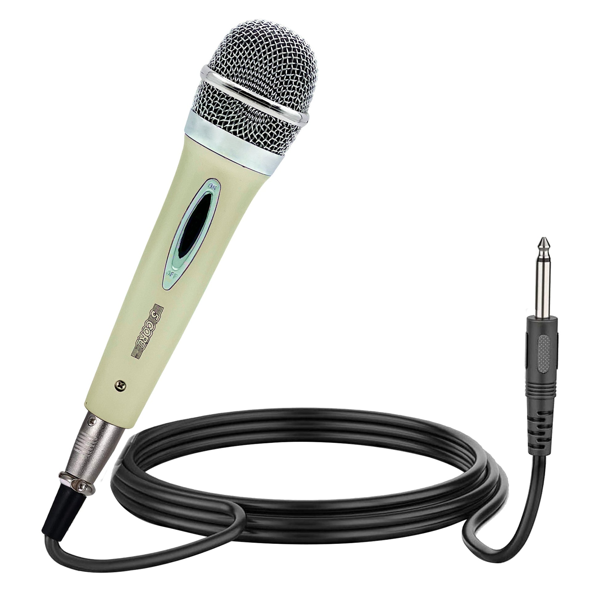 5 Core Microphone 4 Pcs White Karaoke XLR Wired Mic Professional Studio Microfonos w ON/OFF Switch Integrated Pop Filter Dynamic Moving Coil Cardioid Unidirectional Pickup Handheld Micrófono for Singing DJ Podcast Speeches Includes Cable - PM 28-2