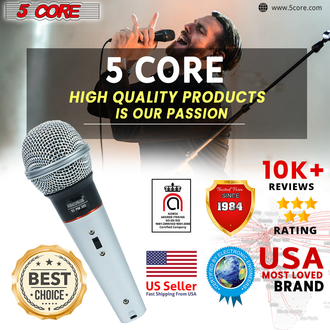 5 Core Microphone 4 Pcs Karaoke XLR Wired Mic Professional Studio Microfonos w ON/OFF Switch Integrated Pop Filter Dynamic Moving Coil Cardioid Unidirectional Pickup Handheld Micrófono for Singing DJ Podcast Speeches Includes Cable - PM 305 4PCS-14