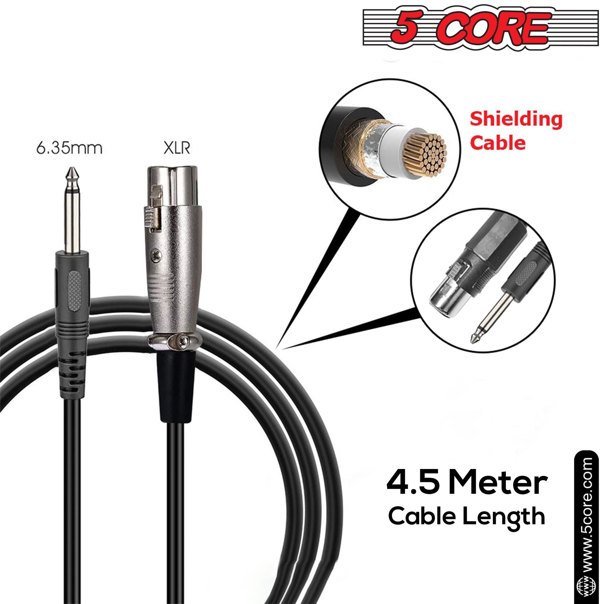 5 Core Microphone 2 Pieces Black Karaoke XLR Wired Mic Professional Studio Microfonos w Integrated Pop Filter Dynamic Moving Coil Cardioid Unidirectional Pickup Micrófono for Singing DJ Podcast Speeches Includes Cable Mic Holder Bag - 5C-POWER 2-8