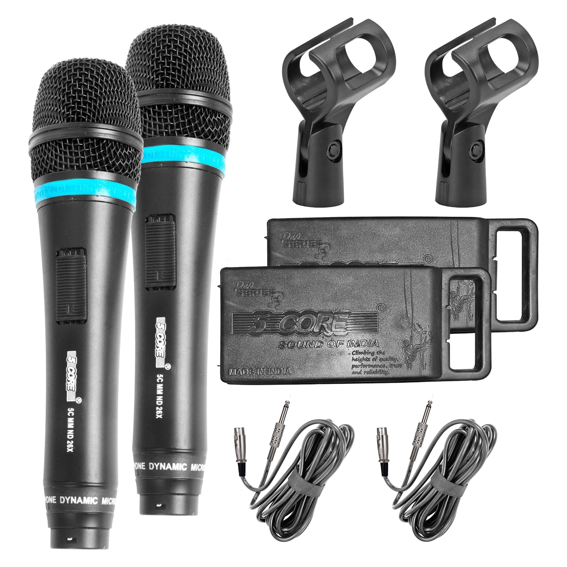 5 Core Microphone Professional Dynamic Karaoke XLR Wired Mic w ON/OFF Switch Pop Filter Cardioid Unidirectional Pickup Handheld Micrófono -ND-26X 2PCS-0