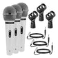 5 Core Microphone 3 Pieces Chrome Finish Professional Karaoke Dynamic XLR Wired Mic w ON/OFF Switch Integrated Pop Filter Cardioid Unidirectional Pickup Handheld Micrófono for Singing DJ Speeches Includes Cable Mic Holder - PM 111 CH 3PCS-0