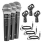 5 Core Microphone 3 Pieces Black Professional Karaoke Dynamic XLR Wired Mic w ON/OFF Switch Integrated Pop Filter Cardioid Unidirectional Pickup Handheld Micrófono for Singing DJ Speeches Includes Cable Mic Holder -PM 100 3PCS-0