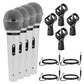 5 Core Microphone 4 Pieces Chrome Finish Professional Karaoke Dynamic XLR Wired Mic w ON/OFF Switch Integrated Pop Filter Cardioid Unidirectional Pickup Handheld Micrófono for Singing DJ Speeches Includes Cable Mic Holder - PM 111 CH 4PCS-0