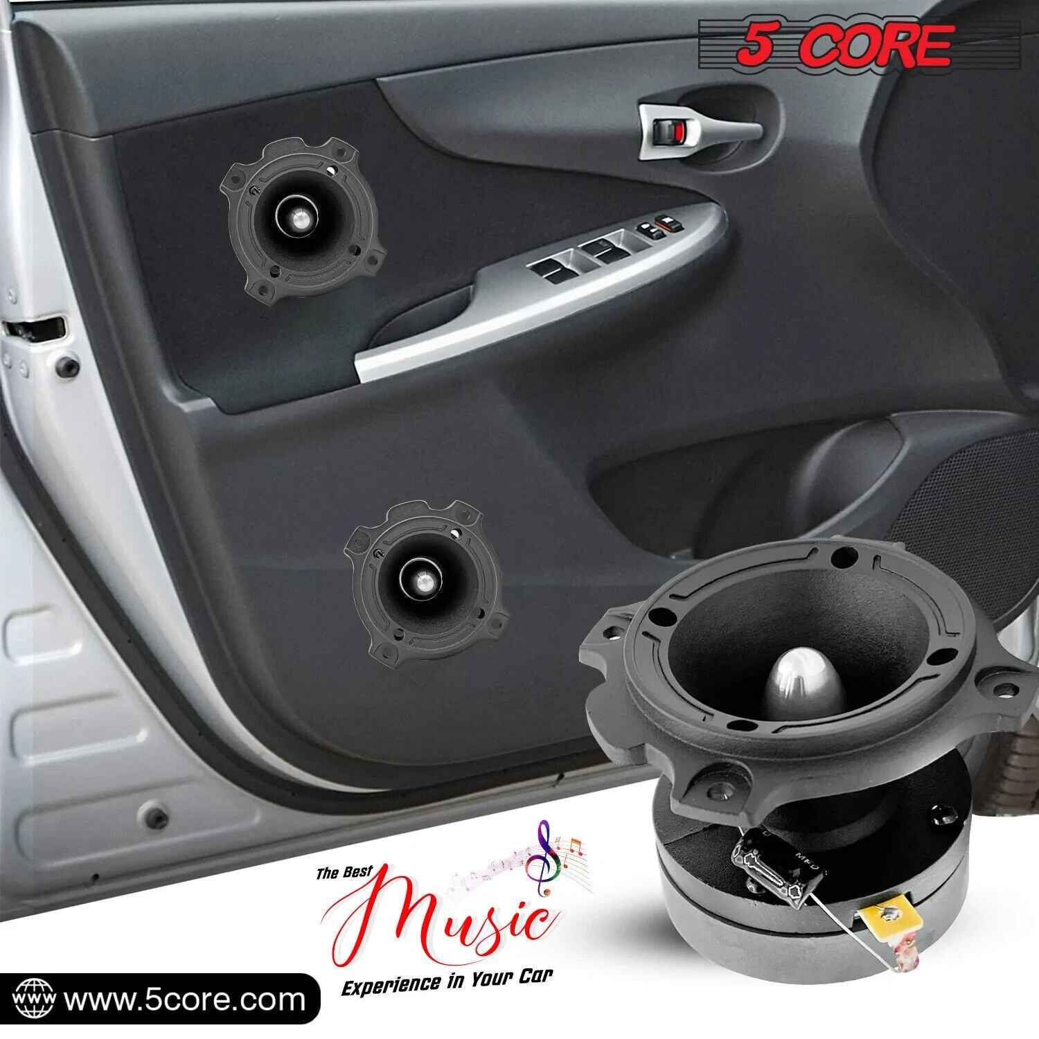 2x 6.5" Midrange Speaker Car Audio Speaker Red Bullet 2x Aluminum Tweeter 2600 W-17